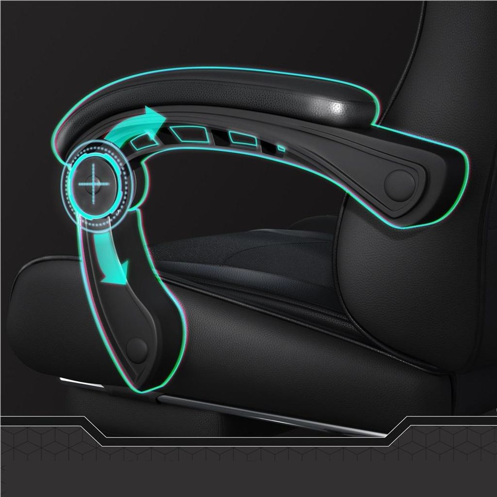 Yaheetech gamingstoel met massage en voetensteun - zwart