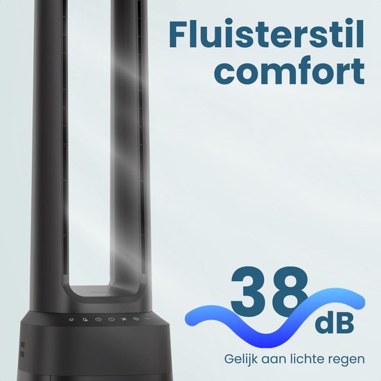 Auronic Torenventilator - Bladeless Model 2 in 1 - Luchtreiniger met HEPA-filter - Ventilator - 10 Standen - Afstandsbediening - 105 cm - Zwart