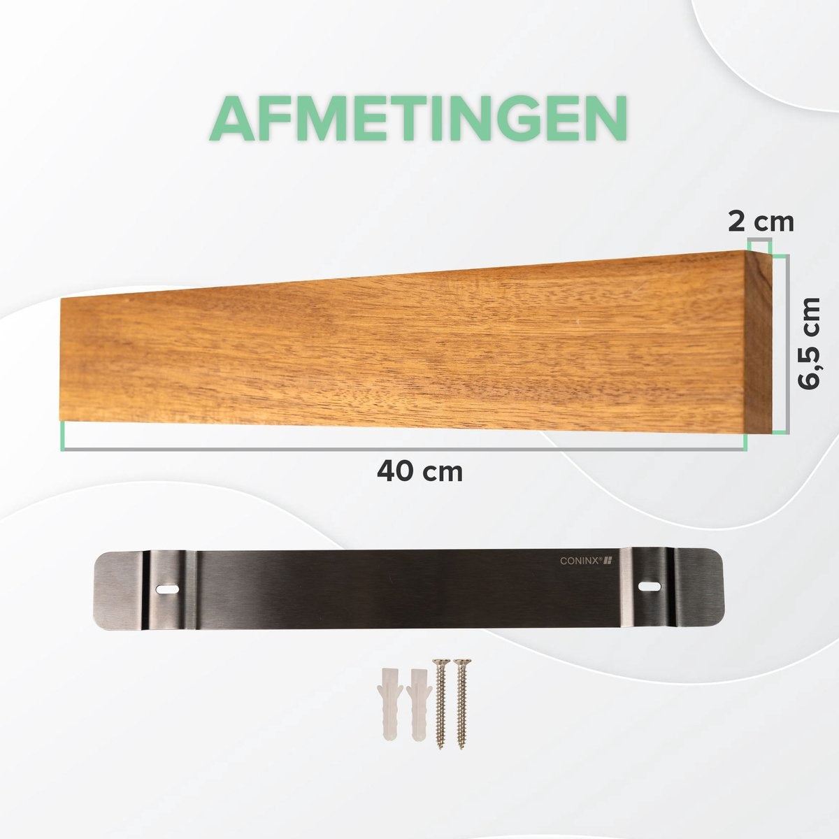 Grote Messenmagneet 40CM - Houten Messenhouder Magnetisch - Schroefbevestiging - Acacia Magnetisch Messenblok van Coninx - voor 6 tot 9 Keukenmessen