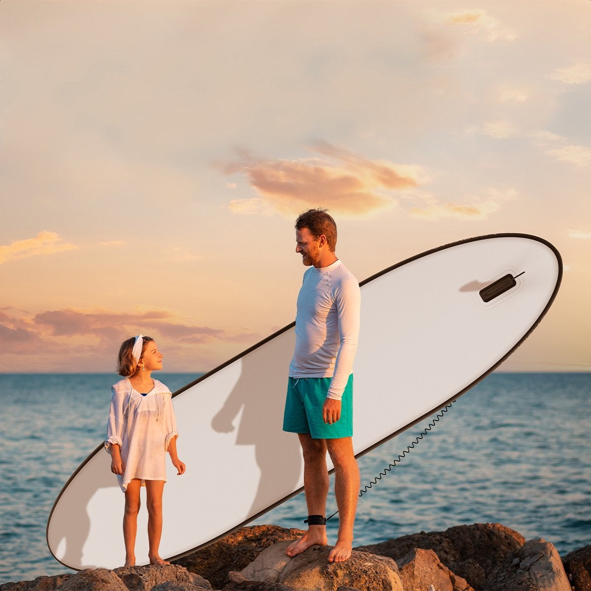 LifeGoods SUP Board - Luxe Set - met Zitje - Opblaasbaar Paddle Board - Max. 135KG - 320x81cm - Wit