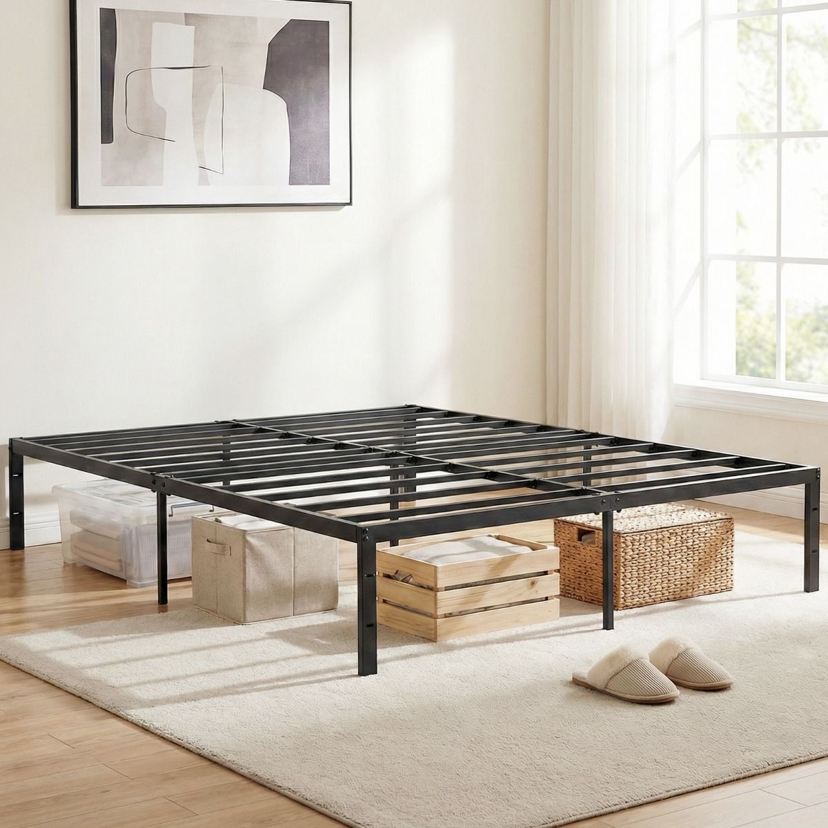 Coast Platformbed - metalen lattenbodem - opbergruimte onder het bed - 160 x 200 cm - zwart