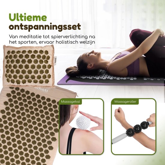 Amati Blue Lotus Spijkermat - Incl. Kussen en Accessoires - Beige