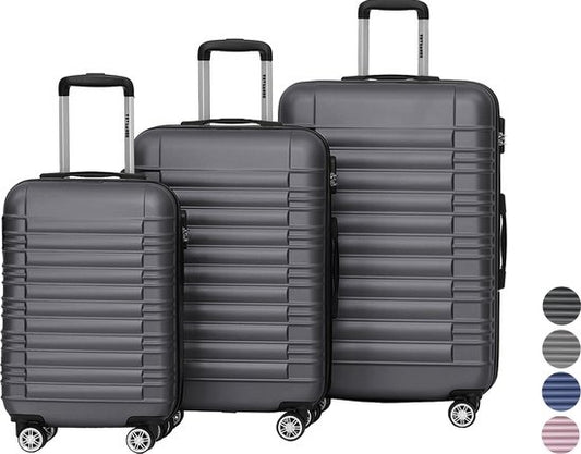 TRVLMORE Kofferset - 3 Delig - Complete Set - 38L Handbagage + 70L en 110L Ruimbagage - Donkergrijs