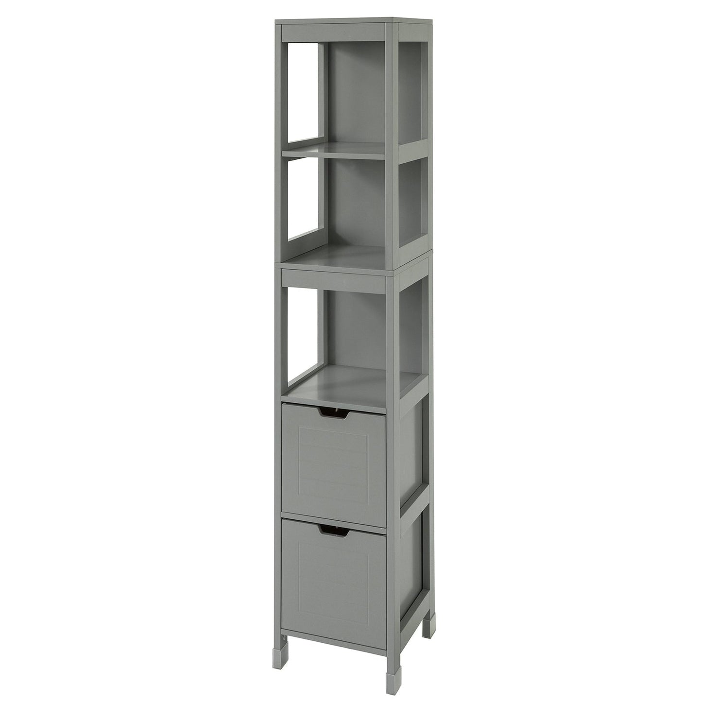 SoBuy Hoge Badkamerkast Met Voetkussen - 2 Lades - Grijs - 30x30x145cm