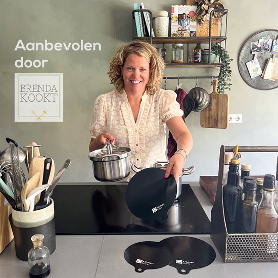 KitchenLove Inductie Beschermer - Mat Rond - 4 Stuks 3 Maten - Panbeschermer Matjes - Hittebestendig tot 240°C - Zwart