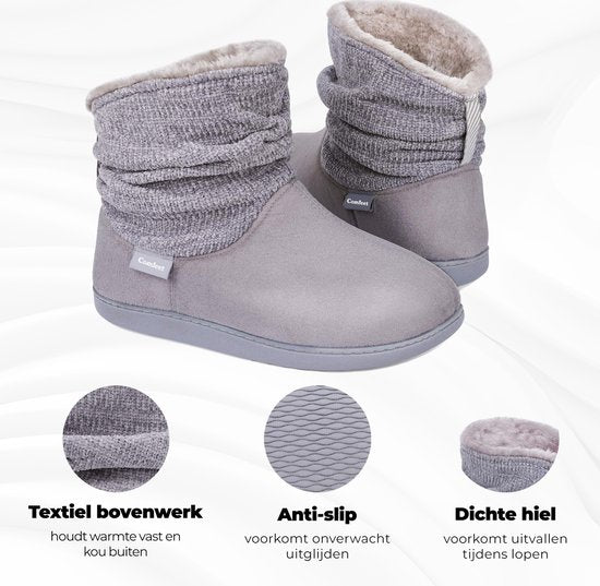 Pantoffels Dames - Sloffen - Maat 42/43 - Grijs - Anti-slip - Comfeet