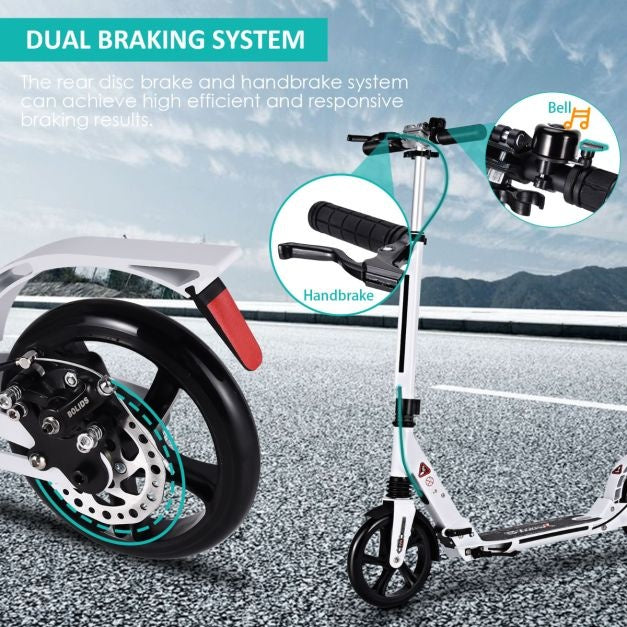 Coast kick scooter met de bel en ondersteuning van riem scooter scooter rolhoogte verstelbare scooter opvouwbaar wit wit