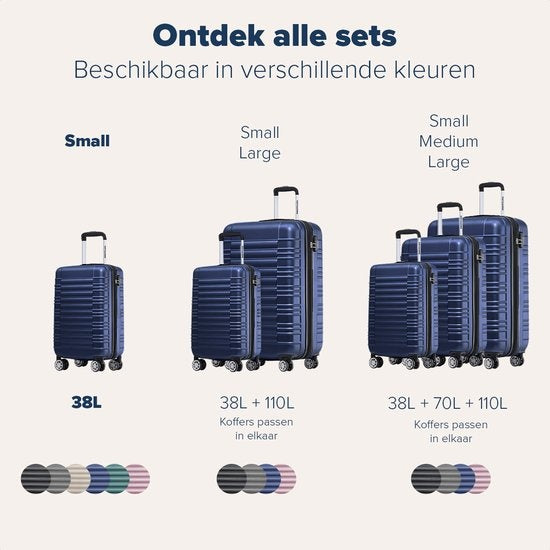 TRVLMORE Koffer - Handbagage - Cijferslot - 54x36x20cm - 38L - Donkerblauw