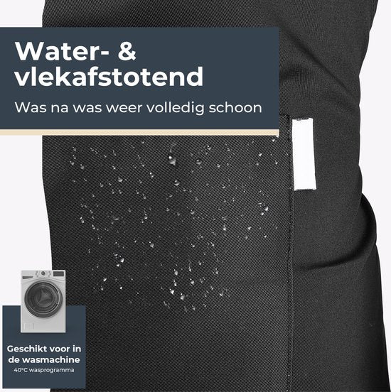 Keukenschort - Water- en vuilafstotend - Professioneel Kookschort - Schort voor Dames en Heren - Horeca Sloof - Unisex - Verstelbare Gesp - Extra Grote Vakken - Grijs