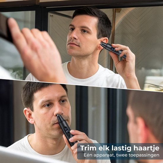 Nuvance Neustrimmer - Oplaadbaar & Afspoelbaar - Neushaartrimmers - Oortrimmer - Mannen & Vrouwen - USB C - Zwart
