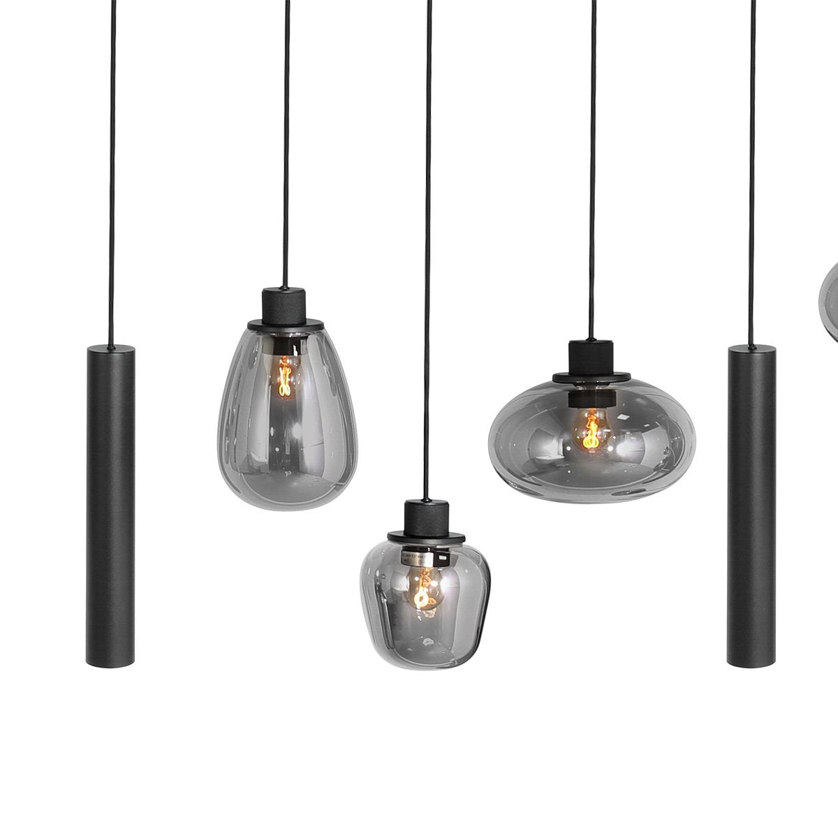 Steinhauer - hanglamp - Reflexion - zwart - glas metaal - design lamp - E27_GU10 - 3796ZW