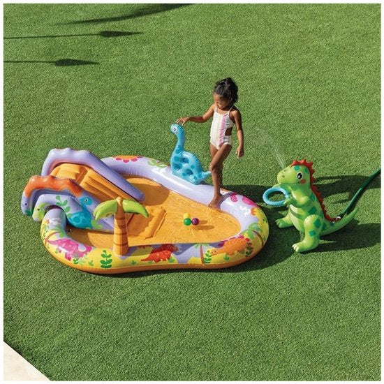 Intex Opblaasbaar speelzwembad - Dino Park - met glijbaan - 201x157x69cm