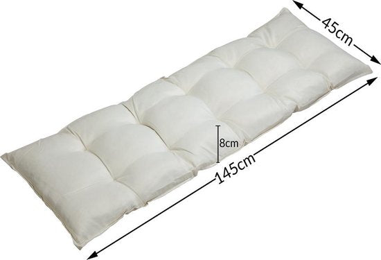 Zitbankkussen 145x45x8cm Visco Effect Indoor Outdoor Bank Crème