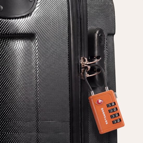TRVLMORE Kofferslot met Kabel - TSA Gecertificeerd - Alarmfunctie - 4-Cijferig - 2 Stuks - Oranje