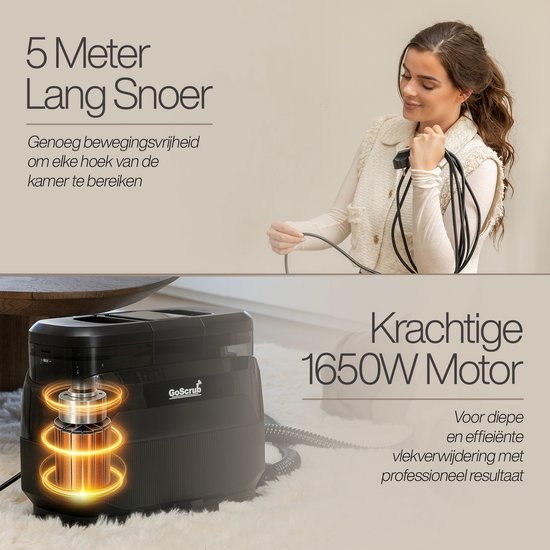 GoScrub® 3-in-1 Tapijtreiniger PRO met Vloermop - Stoomreiniger en Vlekkenreiniger Bank & Tapijt – 100° Stoom – Bankreiniger – Meubelreiniger - Zetelreiniger