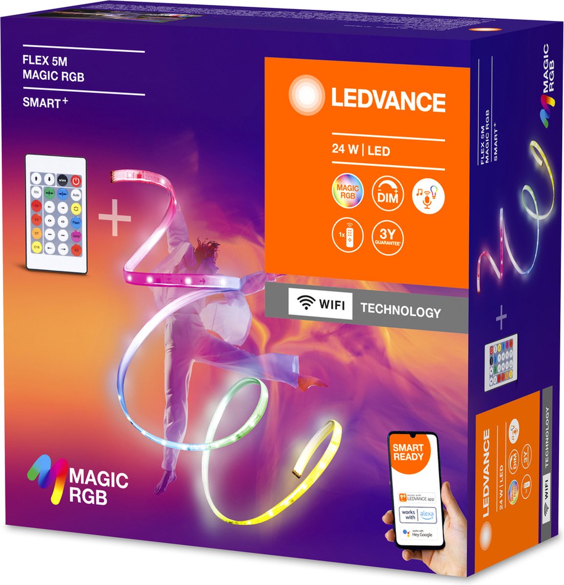Ledvance Smart+ Wifi Flex Magic RGB - Flexibele RGB LED-strip - 5 meter - Set van 4