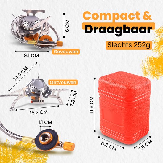 Ever Trex Gasbrander - Camping kooktoestel - Propaan - Butaan - 3500W - Op Gas - 1 Pits - Nood - Noodpakket - Campinggas - Gasvuur