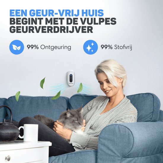 Vulpes Goods® Pets - Kattenbak Geurverdrijver - Kattengeurverwijderaar - Actieve zuurstof, ozon & ionen - Oplaadbaar - Air Eliminator - Wit - PRO versie