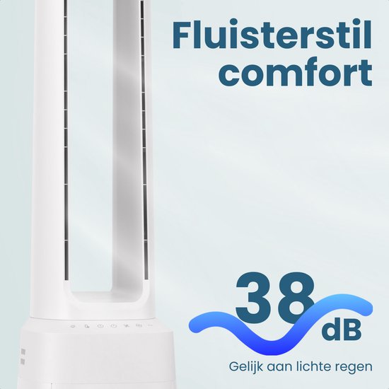 Auronic Torenventilator - Bladeless Model 2 in 1 - Luchtreiniger met HEPA-filter - Ventilator - 10 Standen - Afstandsbediening - 105 cm - Wit