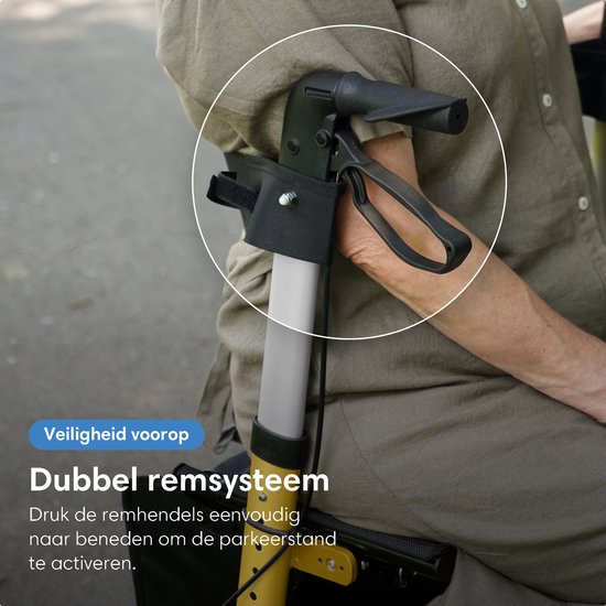 Safe Life® Rollator lichtgewicht en opvouwbaar - zitfunctie - voor binnen en buiten - Rugleuning en wandelstok houder - Goud