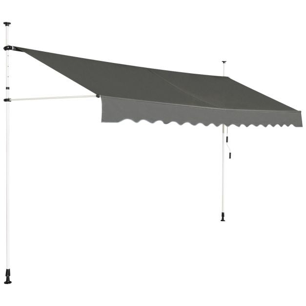 Coast Zonnescherm - Uitschuifbaar - Waterdicht - 395cm Breed - Grijs