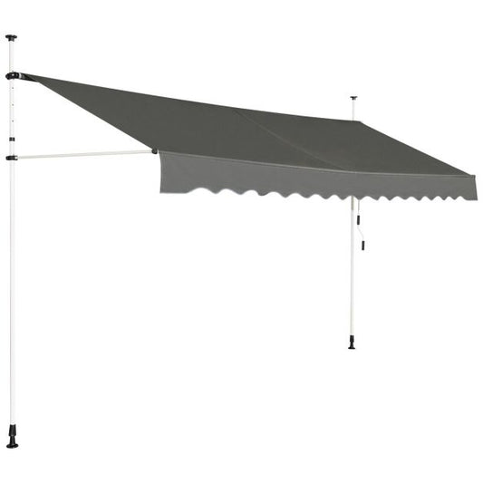 Coast Zonnescherm - Uitschuifbaar - Waterdicht - 395cm Breed - Grijs