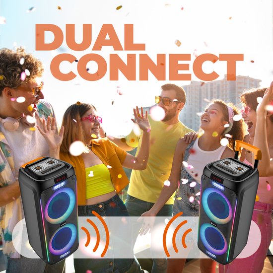 Denver Bluetooth Speaker Party Box - Discolichten - Partybox - Incl. Microfoon - Micro SD / USB / AUX - TSP456