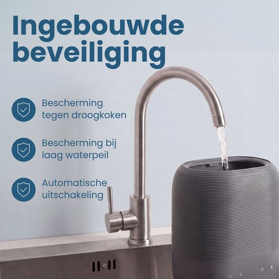 Auronic Luchtbevochtiger - 5L - Geschikt voor Slaapkamer, Babykamer, Kantoor, Woonkamer en Meer - Humidifier - BPA-Vrij - Antraciet