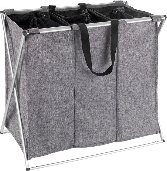 Wenko 3 vaks wasmand trekkoordsluiting - 3-vaks - zonder deksel - 130 liter