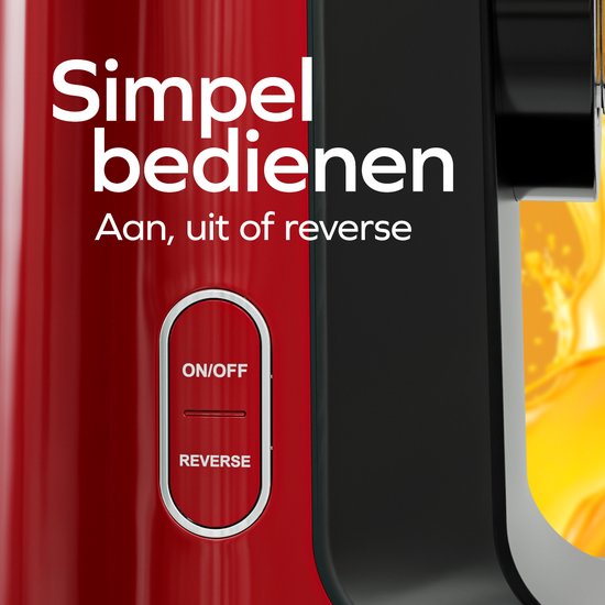KitchenBrothers Slowjuicer - Juicer - Groenten en Fruitpers - 43 mm en 60 mm invoer - 400 ml - Rood