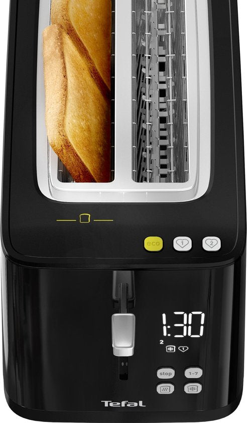 Tefal Smart & Light TL6408 - Broodrooster XL - 4 Sneden brood - Digitaal Display - 7 Bruiningsniveau's - Uitneembare kruimellade