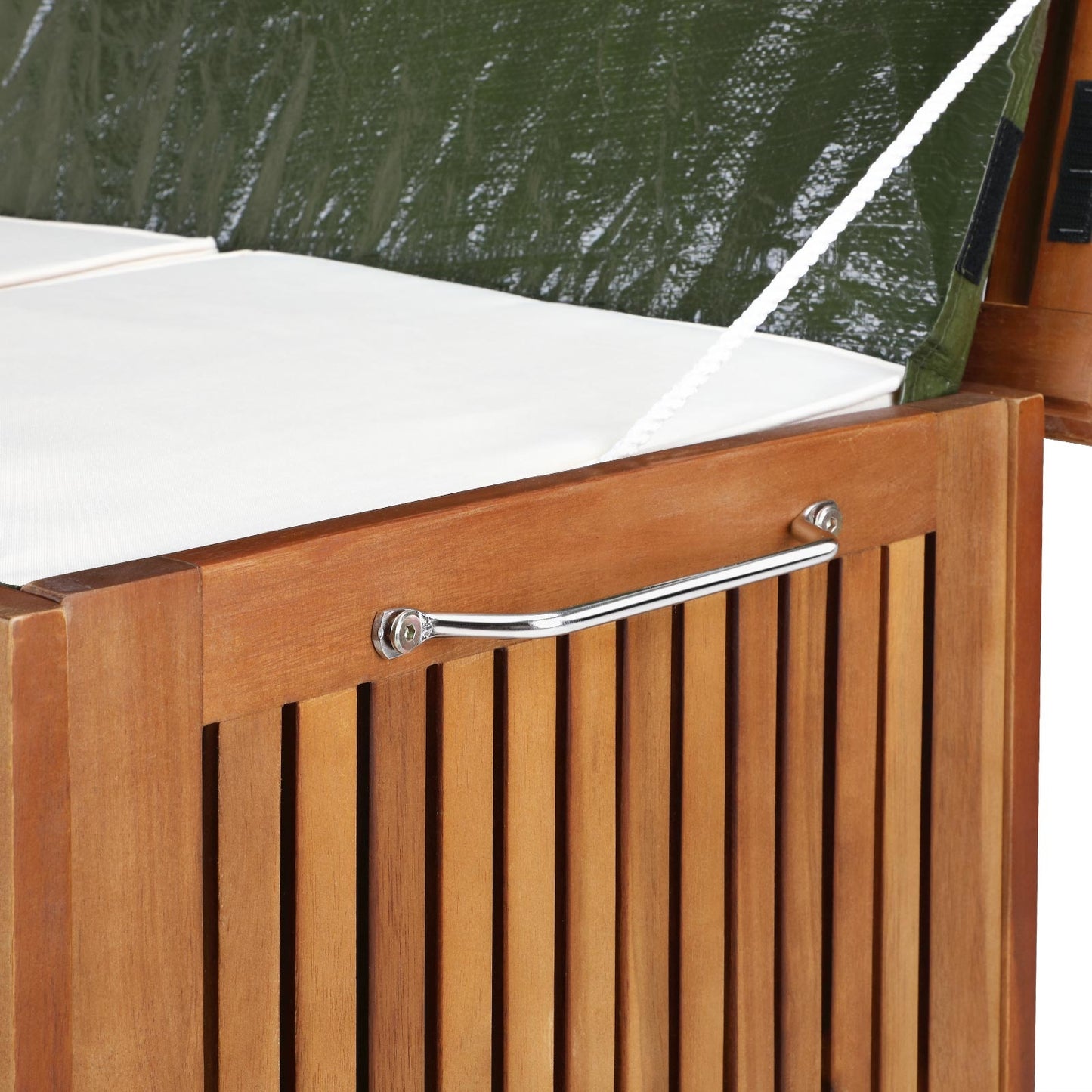 Casaria Opbergbox – Waterdicht Acaciahout met Wielen & Binnenzeil – 117 x 52 x 58,5 cm – Bruin