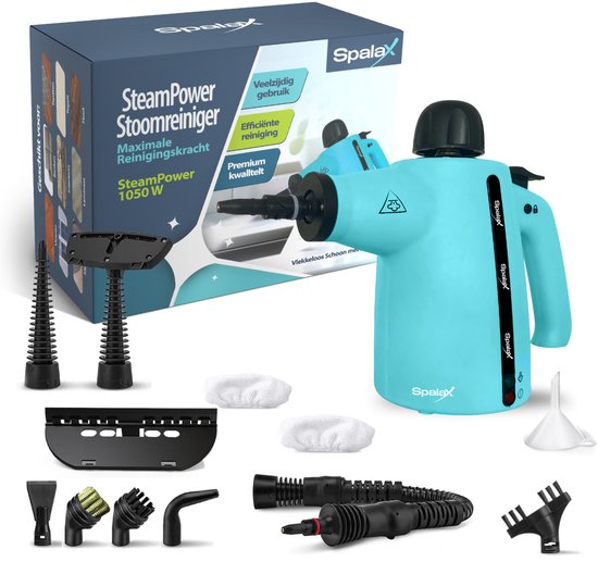 Spalax 14-in-1 Stoomreiniger - 3,5 Bar Handstomer - Vlekkenreiniger - Stoomreinigers vloer, bank, tapijt & kleding - Handstoomreiniger - Tapijtreiniger - 1050W - 350 ML