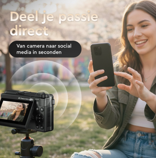 K&L 8K Digitale Camera Zonder 128GB SD-kaart - 88 MP - 18x Zoom - WiFi - 3,0" UHD - Vlogcamera