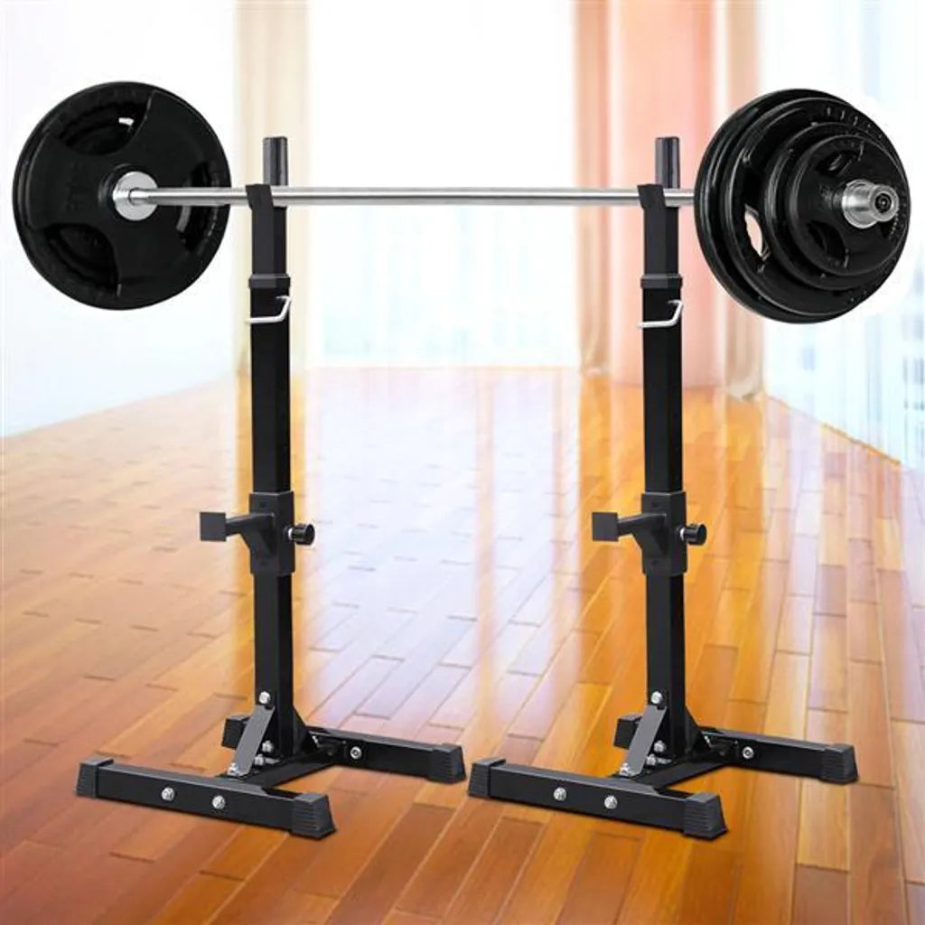Yaheetech Halterstandaard Set - Verstelbaar Squat Rack - Fitnessrek voor Krachttraining - 54,5 x 50,5 x 114-179 cm - Zwart