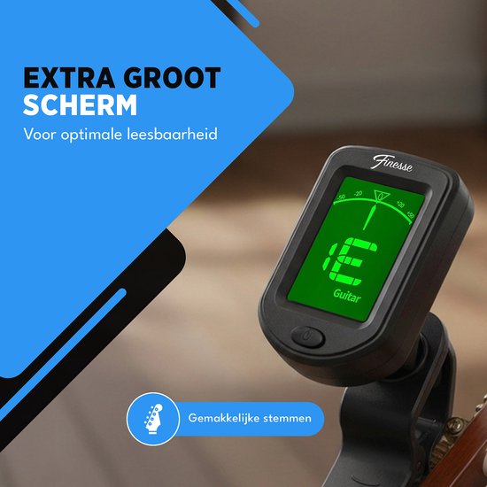 Finesse Stemapparaat Gitaar, Basgitaar, Viool, Ukelele - Chromatisch stemmen - Tuner