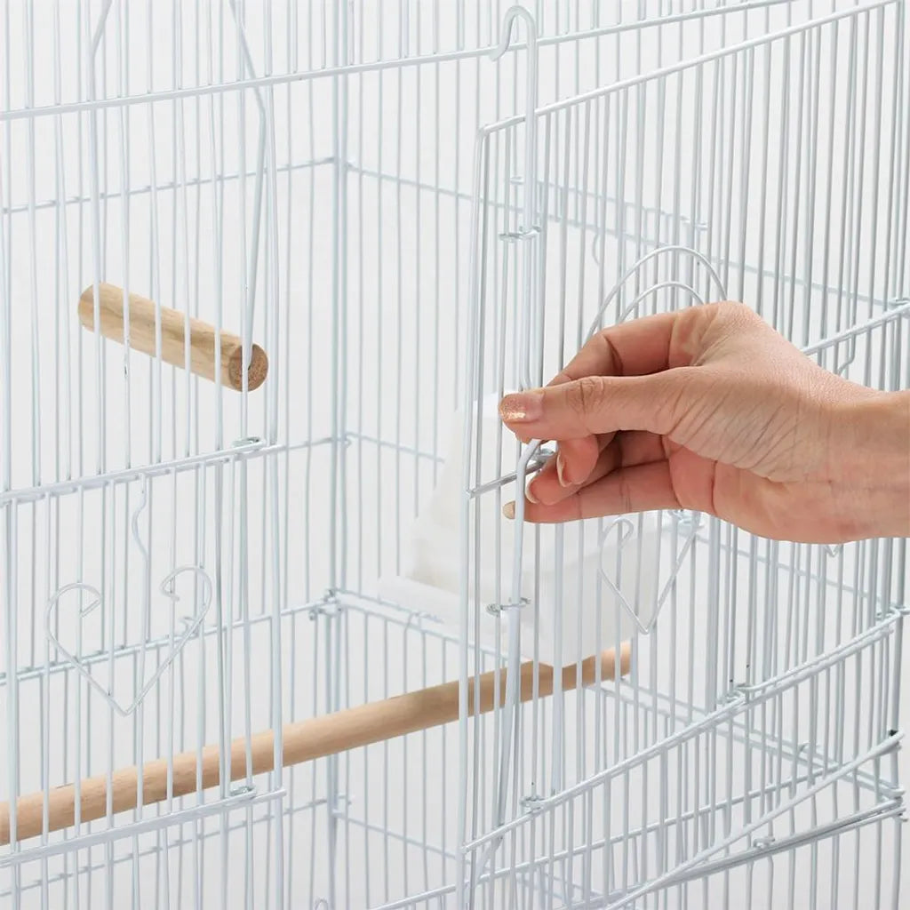 Yaheetech Vogelkooi - 46x35x104,5 cm - Dakopening - Wit Lichtblauw