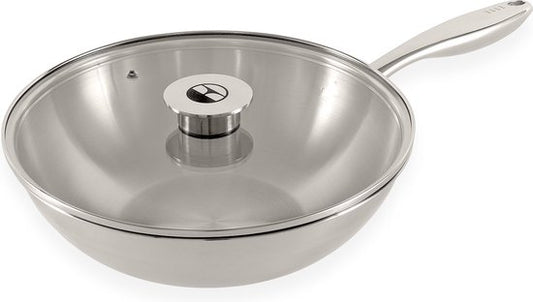 ELLE Gourmet Classique RVS Wokpan met Deksel - Ø 28 cm - PFAS vrij - Inductie