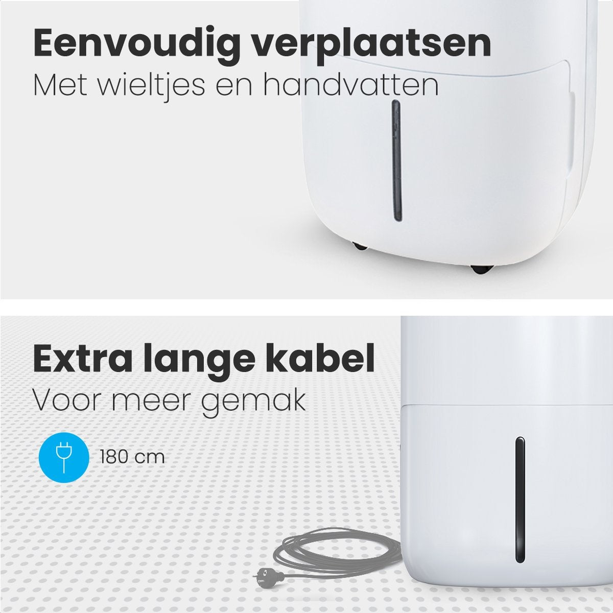 Auronic Luchtontvochtiger en Luchtreiniger - Slaapkamer en Woonkamer - Ontvochtigt 20L per Dag - Was-droog Functie - Wit