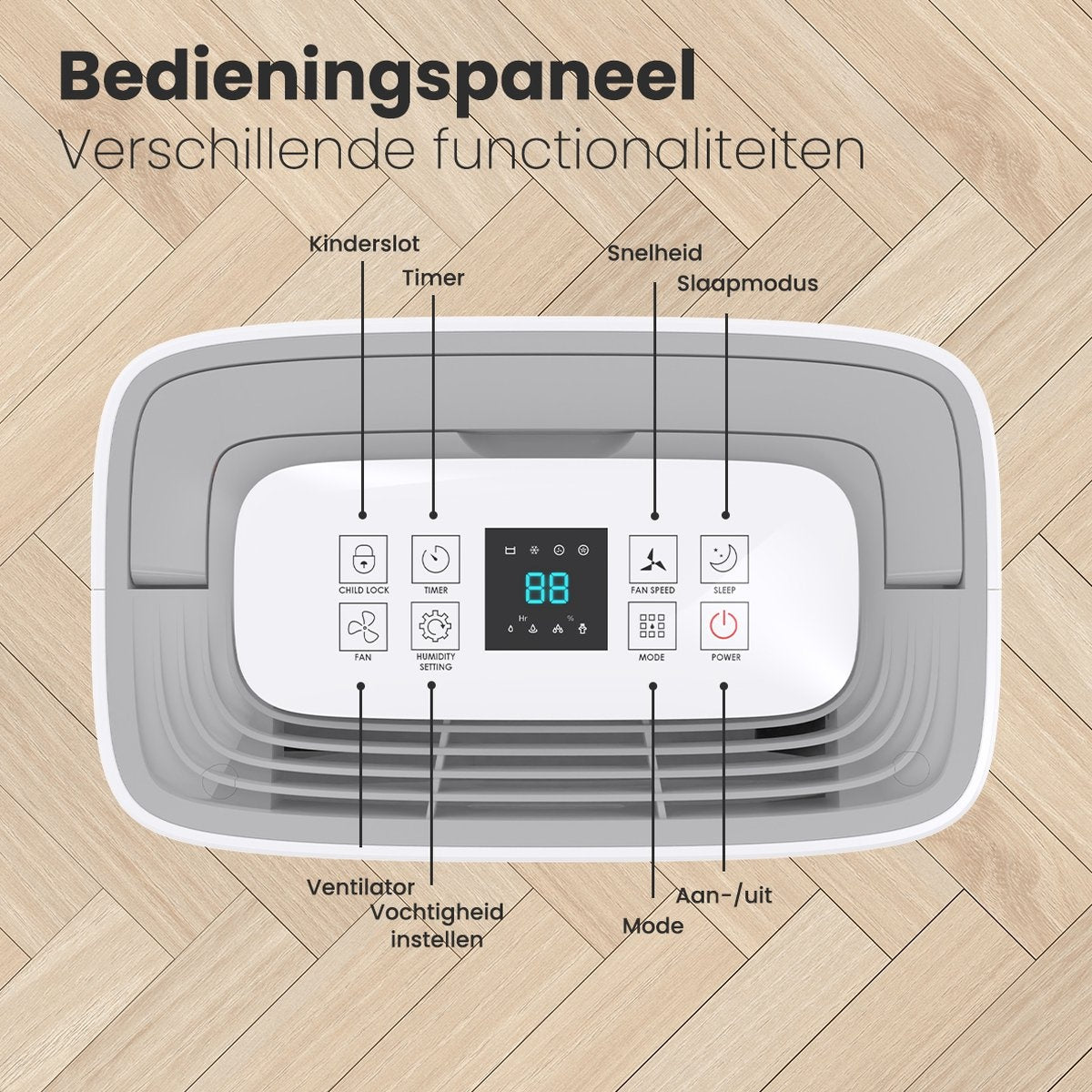 Auronic Luchtontvochtiger - 16L - Slaapkamer, Badkamer, Woonkamer en Kantoor - Wit