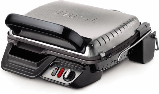 Tefal Ultra Compact 600 Comfort GC3060 Contactgrill - Barbecuestand - Regelbare temperatuur - Uitneembare Anti-aanbakplaten - Vet opvangbak - Verticaal opbergen - 2000W - RVS