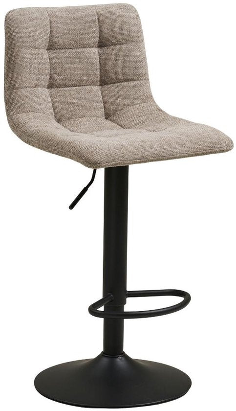 Anea Barstoel – In Hoogte Verstelbaar – Stoffen Zitting met Metalen Frame – Modern Design - Grijs