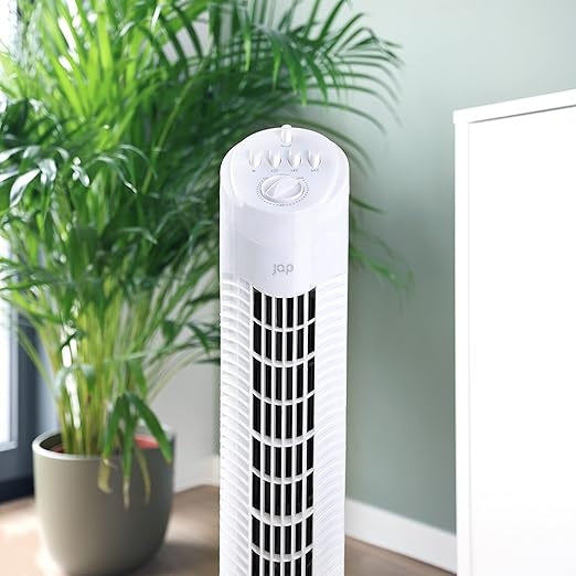 JAP Appliances Quebec - Energiezuinige (50W) Ventilator met timer - Torenventilator met 3 snelheden - Wit