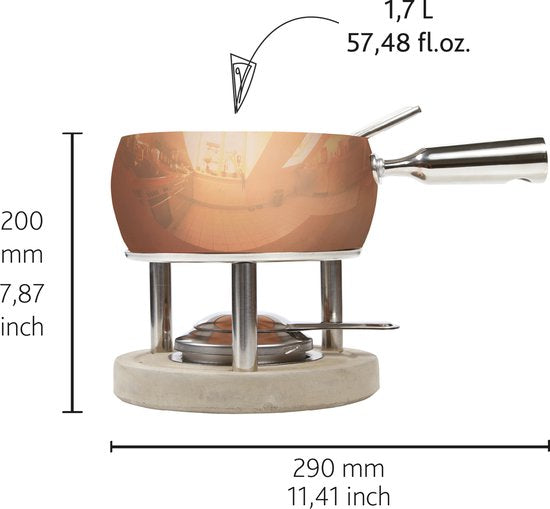 Boska Fondueset Koper - Kaas fondue - voor 1300 gram Kaas - 1,7 L