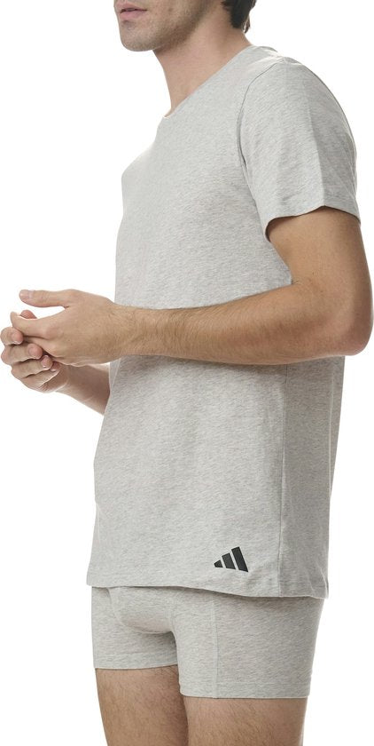 adidas Sportswear 3PK Crew Neck Shirt - Active Core Cotton - Onderbroek Mannen - zwart/wit/grijs gemêleerd