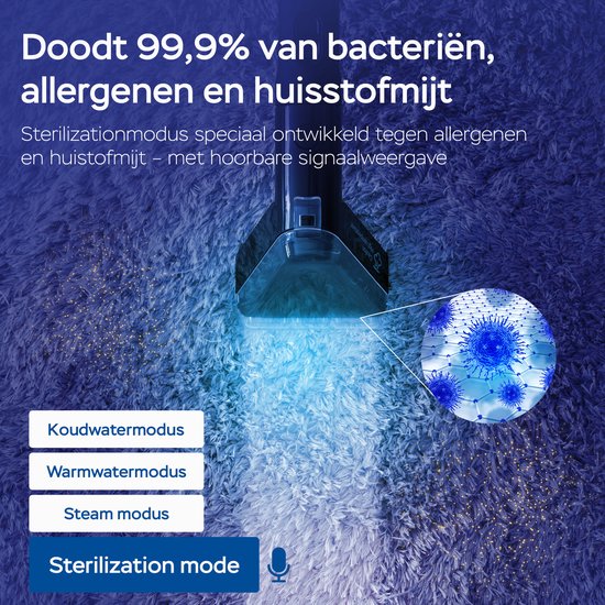 Qclean® Tapijtreiniger - 4-in-1 Vlekkenreiniger & Stoomreiniger - 105°C Stoom - Zetelreiniger - Zelfreinigend - Incl. Schoonmaakmiddel