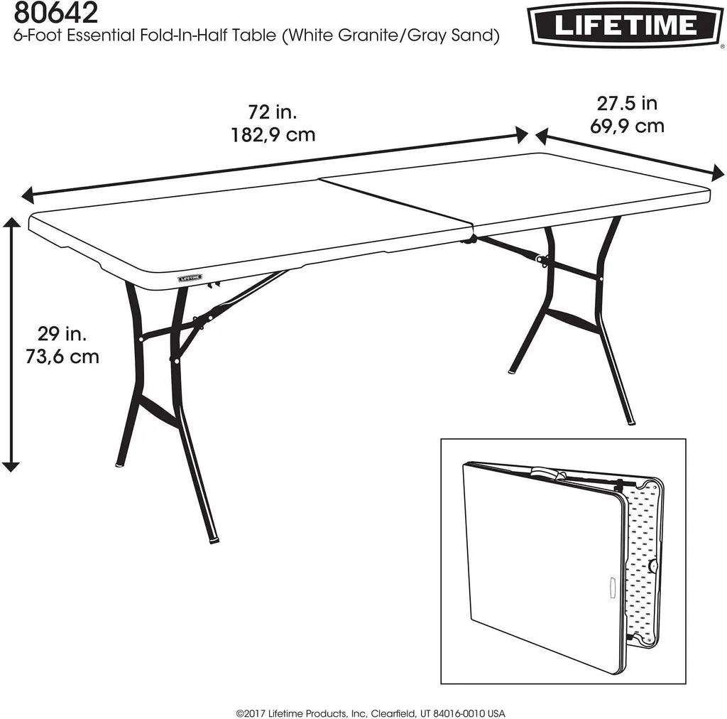 Lifetime - Camping klaptafel - Kunststoff - 83x70x74 cm - Wit