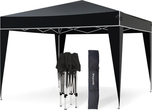 LifeGoods Partytent - Paviljoen - Easy Up - Opvouwbaar - Waterdicht - Met Draagtas - 300 x 300 cm – Zwart