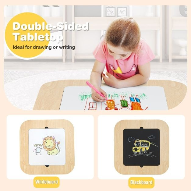 Coast kindertafel met 2 stoelen 3 TLG kinderstoelgroep hout met dubbelzijdige tafel top