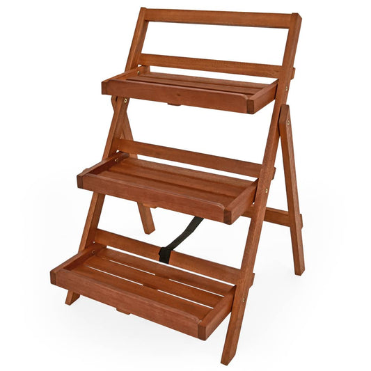Bloementrap - 3 Laags - Acaciahout - 56 x 59 x 79 cm - Bruin